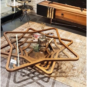 Table d'appoint en bois au design fantastique avec plateau en verre, mobilier moderne pour salon, écologique, portable, nouveauté - Product Image 4