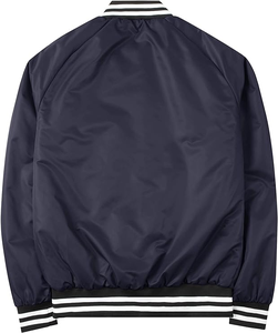 Blouson universitaire d'hiver personnalisé OEM pour homme, style baseball, avec fermeture boutonnée recouverte, col montant, haute qualité - Product Image 2