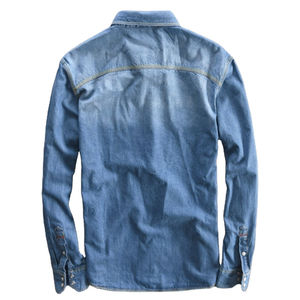 Chemises en jean pour hommes de style nouveau, manches longues, chemises tendance, grande taille, coton, jean bleu, chemises en jean élégantes - Product Image 2