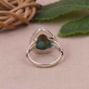Oxidized Sterling Silver Kingman <b>Turquoise</b> <b>Ring</b> Handmade Luxury Boho Southwestern Wedding Jewelry Vintage Style Gift Her - Product Image 4
