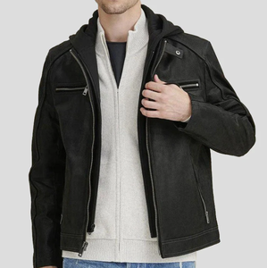 Chaqueta de Cuero para Hombre, Modelo 2025, Resistente al Viento, Ecológica, con Cuello Alto, Logotipo Frontal, Estilo Vintage, Personalizable - Product Image 1