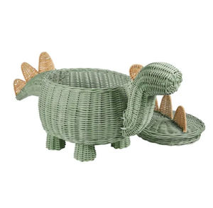 Panier en rotin écologique tissé à la main en forme de dinosaure rangement polyvalent pour enfants et adolescents - Product Image 1