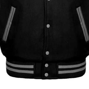 Customizable Letterman Varsity <b>Jackets</b>-Dark Black Wool Genuine Cow <b>Leather</b> Sleeves <b>Cheap</b> Patches Raw Processing <b>Jacket</b> - Product Image 4