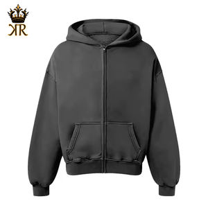 Sudadera con capucha y cremallera de manga larga para hombre, de felpa francesa 100% algodón, bordada, estilo hip hop, para invierno, de peso pesado, personalizada - Product Image 1