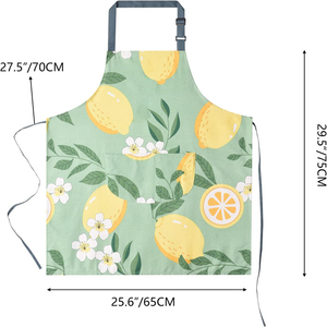 Venta al por mayor personalizado impreso Floral Logo delantal lavado de algodón cocina sublimación en blanco impermeable cintura estilo delantal - Product Image 2