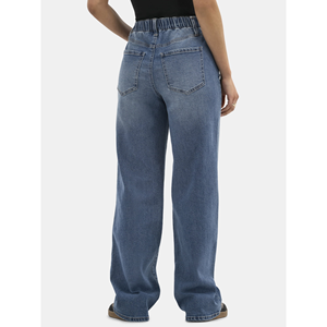 Pantalones vaqueros holgados de tiro alto para mujer de 100% algodón hechos a medida OEM, pantalones vaqueros en stock de Primavera de Bangladesh Washed Technics - Product Image 6