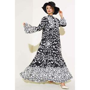 Robe Décontractée Boutonnée Motif Ethnique Blanc - Product Image 1