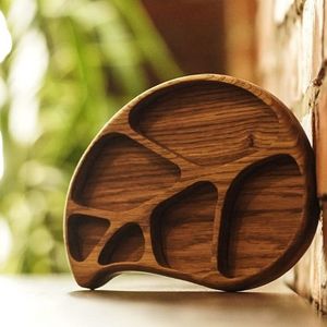 100% plateau de service multi-sections en bois de qualité supérieure en forme de feuille - Product Image 1