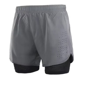 Pantalones cortos deportivos 2 en 1 para correr para hombre, pantalones cortos transpirables de secado rápido, pantalones cortos de malla con forro más largo, Joggers, Fitness, entrenamiento atlético, gimnasio - Product Image 2