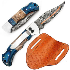 Couteau pliant en acier damas en cuivre avec manche en bois Pakka Couteau de poche fait main pour collectionneurs, cadeaux et détaillants en gros - Product Image 2