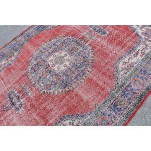 Classic Red Blue Patchwork Wool Rug 6.9 X 9.9 ft <b>Turkish</b> Flat Weave Living Room <b>Carpet</b> with Latex Backing for Decorations - Product Image 5