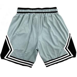 <b>Mens</b> grey basketball <b>shorts</b> with <b>black</b> side panels white <b>black</b> trim breathable quick dry gym training sportswear - Product Image 4