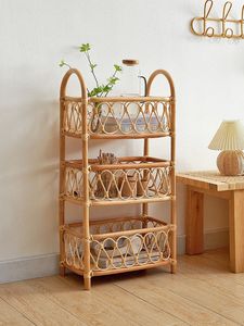 Carrito de Servicio de Material de ratán natural con diseño clásico, ideal para organizar cócteles de fiestas de té o almuerzos de fin de semana con estilo - Product Image 2