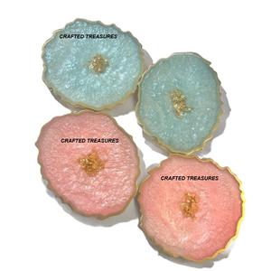 Ensemble de sous-verres ronds en résine époxy personnalisables de haute qualité avec support artisanat en résine pour la décoration intérieure - Product Image 3