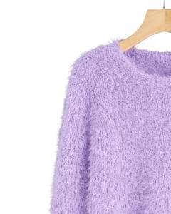 Pull en tricot moelleux lavande pour femmes, fabriqué sur mesure, manches longues, doux, chaud, pull d'hiver confortable, texturé, décontracté, tendance - Product Image 4