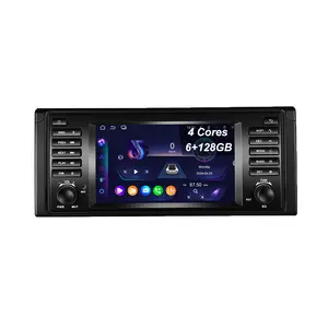 Rádio de carro ultra-fino Android 13 7 polegadas 6 + 128 GB 6 núcleos para BMW E39 5 Series Carplay 4G Wi-Fi GPS nav sem fio BG Factory