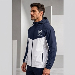 Wholesale Best Selling Customized Men's <b>Canvas</b> Windbreaker <b>Jackets</b> Stand Waterproof Polyester Zip Pockets Elastic Cuffs Casual - Product Image 5