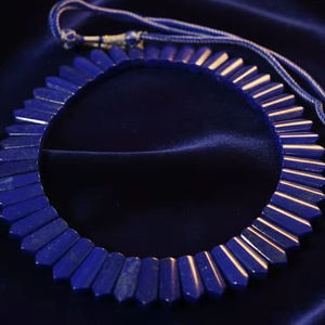 สร้อยคอสไตล์ยูนิเซ็กส์ทำมือกับพลอยไพฑูรย์และไข่มุกน้ำจืดธรรมชาติของขวัญปาร์ตี้สร้อยคอ Lapis Lazuli - Product Image 6