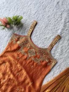 Conjunto Sharara de Tela Chinon de Diseño Moderno, Estilo Indio Pakistaní, Bordado, Última Moda Exclusiva para Mujer, Ropa Elegante para Fiestas y Bodas - Product Image 4