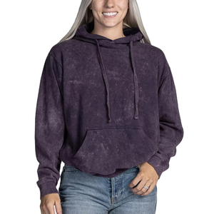 Long Acid Wash Cropped Body Hoodies pour femmes Wholesale Acid Wash Sweats à capuche - Product Image 1