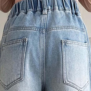 กางเกงยีนส์ทรงสลิมฟิตสำหรับผู้หญิงกางเกงสตรีทแบบพับเก็บได้ระบายอากาศได้ดี - Product Image 5