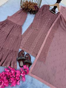 Vêtements indiens et pakistanais, modèles de gharara, salwar kameez sexy et magnifique pour filles punjabi, modèles de col, sarara, robe pour femmes, vente en gros - Product Image 4