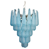 Grand Lustre de Luxe Italien Vintage Murano Bleu Art Lustre en Verre Luminaires pour Maison