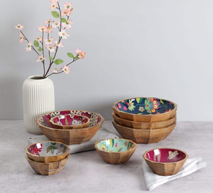 Bol à salade rond en bois poli de couleur naturelle, écologique, style américain, vaisselle de mariage, bol à prix bas - Product Image 1