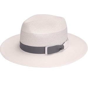 Sombreros de paja bordados de suministro directo de fábrica OEM personalizados, precio bajo, tendencia, sombrero de Panamá liso, sombreros de montar formales ajustables - Product Image 5