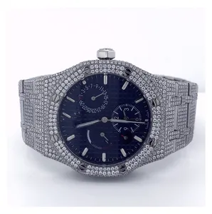 Bulk Supplier of Ice Crushed Antique Design 3 BAR Water Resistant Moisannite Natural Real Diamond Unisex Watches
