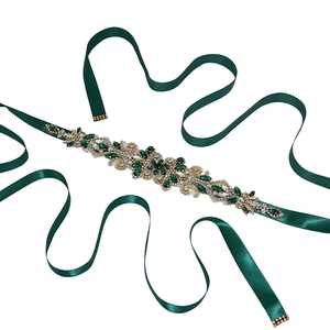 Cinturón de Novia Ajustable con Pedrería Esmeralda Bridella BS12KL para Bodas, Bailes de Graduación y Eventos Formales - Product Image 1