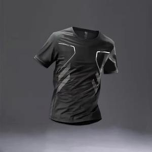 Otoño fino ocio impreso hielo seda deportes conjunto hombres cuello manga corta cintura elástica pantalones cortos correr secado rápido chándal - Product Image 5