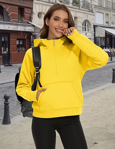 Sudadera con capucha de lana de gran tamaño para mujer de alta calidad 2025, sudadera con logotipo personalizado de bolsillo de canguro, Sudadera con capucha de temporada de otoño - Product Image 3