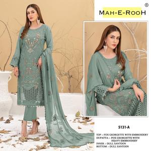 Belle collection de vêtements ethniques de créateur indien de luxe Costumes pakistanais brodés en fausse georgette lourde pour la vente à l'exportation - Product Image 2