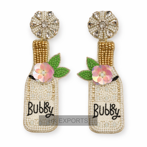 Boucles d'oreilles pendantes rondes faites à la main en alliage plaqué or avec perles, bijoux de déclaration pour mariée, idéales pour un anniversaire - Product Image 5