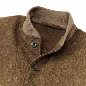 Bomber en laine véritable Olive Couleur foncée Veste classique vierge de gros Doublure Sherpa avec marque personnalisée - Product Image 6