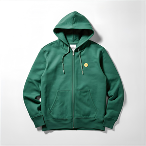 <b>Green</b> Zip Up Hoodie Soft Cotton Fleece Sweatshirt with Front Zipper and OEM/ODM Private Label Options - Product Image 6