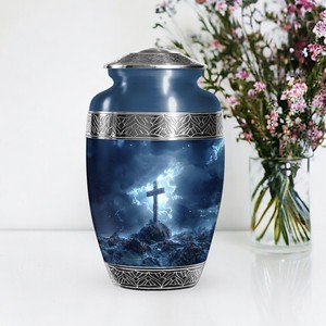 Urna Funeraria Grande Estilo Europeo Thunder Cross para Cenizas Humanas, para Adultos, Hombres y Mujeres, 10 Pulgadas, Ecológica y Duradera - Product Image 2