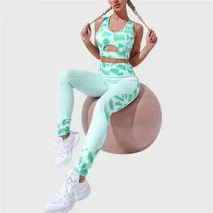 Breathable New Arrivals Women Sports Bra Top Fitness <b>Tie</b> Dye Leggings Gym Fitness Yoga Set with OEM Service - Product Image 1