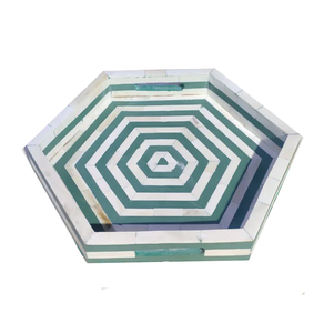 Plateau de service en bois élégant fait à la main dessus de table de luxe avec conception unique d'incrustation d'os plateau élégant classique de haute qualité - Product Image 4