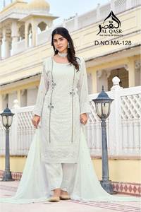 Colección de Vestidos de Tres Piezas de Georgette Sintética Premium con Bordado Pesado de Última Moda, Hechos a Mano y con Trabajo Khatli, para Adultos Especiales - Product Image 6