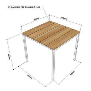Juego de Mesa de Comedor Cuadrada Moderna y 2 Sillas de Hierro Tapizadas para Sala de Estar (MDF) - Product Image 4