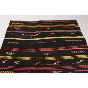 Grand tapis vintage 5,6x8,4 pi (170x257 cm), tapis persan turc Kilim noir - Product Image 5