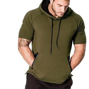 New Fashion Winter Plain Dyed Cotton/Polyester Street Wear <b>Short</b> <b>Sleeves</b> <b>Men's</b> Pullover <b>Hoodie</b> for Youth - Product Image 4