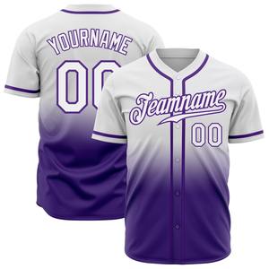 Direct Ommiz Industry Vêtements de sport authentiques Personnalisé Blanc Blanc-Violet Authentique Fade Fashion Baseball Jersey - Product Image 1