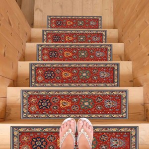 Alfombra Estampada - Tonos Suaves, Rojo, Estilo Persa, Diseño Turco, Alfombra de Pasillo - Product Image 5