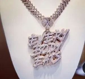 Collar Hip Hop con Colgante de Letra con Diamantes, Plata de Ley 925, Joyería de Rapero - Product Image 1