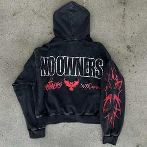 Custom Design <b>Pocket</b> Streetwear French Terry Distressed Heavyweight 100% Cotton <b>Zip</b> up Screen Printing Hip Hop Acid Wash <b>Hoodie</b> - Product Image 3