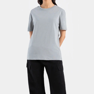 Camisetas lisas de algodón de Color gris para mujer, ropa de calle, nuevas camisetas de moda lisas de algodón de verano para mujer - Product Image 1