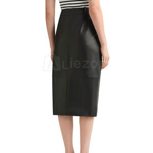 Falda delgada de cuero de estilo moderno para mujer Falda delgada de ajuste profesional para mujer de negocios - Product Image 3